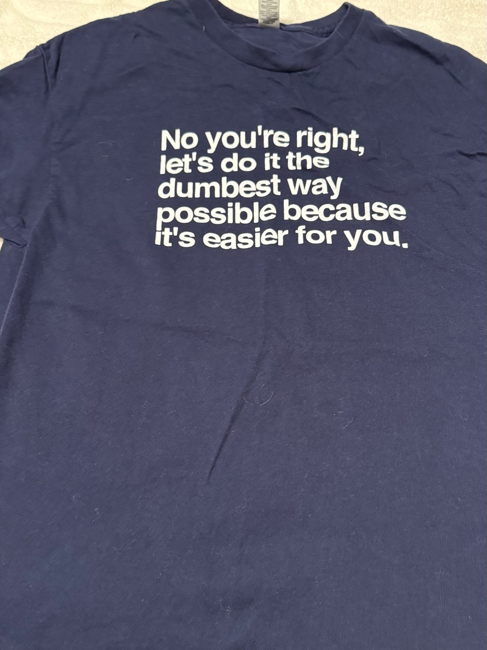 Men's Navy Short Sleeve Graphic Tee with Bold White Slogan